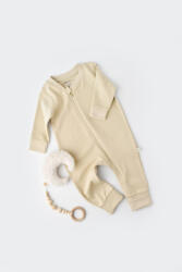 BabyCosy Salopeta cu fermoar cu maneca lunga si pantaloni lungi - 100%bumbac organic - Crem, BabyCosy (Marime: 18-24 Luni)