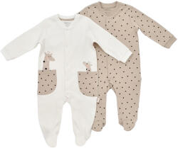 BabyCosy Set 2 salopete cu buzunare Girafa, BabyCosy, 100% bumbac organic (Marime: 0-3 Luni)