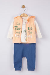 Tongs baby Set 3 piese: pantaloni, bluzita si vestuta pentru bebelusi, Tongs baby (Culoare: Somon, Marime: 6-9 luni)