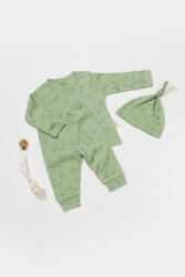 BabyCosy Set 3 piese: bluza, pantaloni si caciulita Printed, BabyCosy, 50% modal+50% bumbac, Verde (Marime: 6-9 luni)