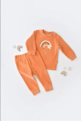 BabyCosy Set Curcubeu cu bluzita cu maneca lunga si pantaloni lungi din 80%bumbac organic si 20% poliester - Portocaliu, BabyCosy (Marime: 12-18 Luni)