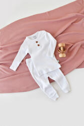 BabyCosy Set bluzita cu maneca lunga si pantaloni lungi din bumbac organic si modal - Alb BabyCosy (Marime: 12-18 Luni)