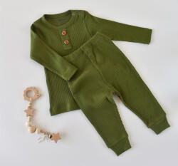 BabyCosy Set bluzita cu maneca lunga si pantaloni lungi din bumbac organic si modal - Verde BabyCosy (Marime: 9-12 luni)