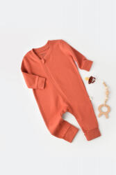 BabyCosy Salopeta cu fermoar cu maneca lunga si pantaloni lungi - 100%bumbac organic - Scortisoara, BabyCosy (Marime: 3-6 Luni)