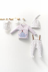 Tongs baby Set de 5 piese pentru nou nascut fetite Monster, Tongs baby (Culoare: Mov)