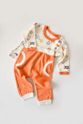 BabyCosy Set bluzita cu maneca lunga si pantaloni lungi, 100% bumbac organic, BabyCosy, Portocaliu (Marime: 6-9 luni)
