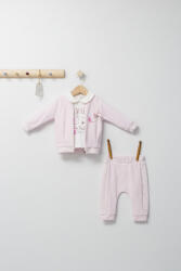 Tongs baby Set 3 piese: pantaloni, bluzita si hainuta pentru bebelusi Gazelle, Tongs baby (Culoare: Roz, Marime: 9-12 luni)