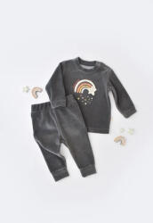 BabyCosy Set Curcubeu cu bluzita cu maneca lunga si pantaloni lungi din 80%bumbac organic si 20% poliester - Antracit, BabyCosy (Marime: 3-6 Luni)