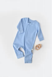 BabyCosy Salopeta cu fermoar cu maneca lunga si pantaloni lungi - 100%bumbac organic - Bleu, BabyCosy (Marime: 18-24 Luni)