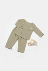 BabyCosy Set bluza cu nasturi si pantaloni , Winter muselin, 100% bumbac - Verde, BabyCosy (Marime: 18-24 Luni)