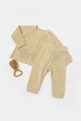 BabyCosy Set bluzita si pantaloni Elefant, 80%bumbac organic si 20% poliester - Stone, BabyCosy (Marime: 9-12 luni)