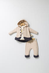 Tongs baby Set 3 piese: pantaloni, bluzita si hainuta cu gluga eleganta pentru bebelusi Fun Penguin, Tongs baby (Marime: 3-6 Luni, Culoare: Ecru)