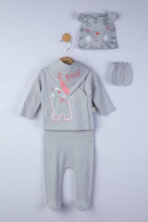 Tongs baby Setul 5 piese nou nascut Ursulet, Tongs baby (Culoare: Gri)