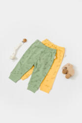BabyCosy Set 2 pantalonasi Printed, BabyCosy, 50% modal+50% bumbac, Verde/Lamaie (Marime: 6-9 luni)
