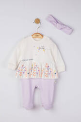 Tongs baby Set salopeta cu bentita "A day with mommy" pentru bebelusi, Tongs baby (Culoare: Mov, Marime: 6-9 luni)