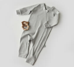 BabyCosy Salopeta cu fermoar cu maneca lunga si pantaloni lungi din 95%bumbac organic si 5% elastan - Gri, BabyCosy (Marime: 12-18 Luni)