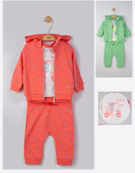 Tongs baby Set 3 piese: pantaloni, tricou si hanorac pentru bebelusi, Tongs baby (Marime: 18-24 Luni, Culoare: Corai)