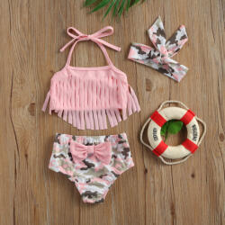 drool Costum de baie cu franjuri din 3 piese Drool (Marime: 100, Model: Army)