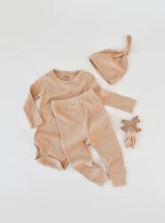 BabyCosy Set 3 piese: body cu maneca lunga, pantaloni lungi si caciulita din bumbac organic si modal - Somon, BabyCosy (Marime: 9-12 luni)