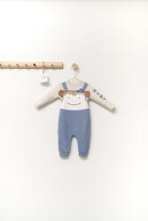 Tongs baby Set salopeta cu bluzita Ursulet pentru bebelusi, Tongs baby (Culoare: Albastru, Marime: 3-6 Luni)