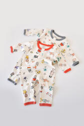 BabyCosy Set 2 salopetele cu maneca lunga si pantaloni lungi - 100%bumbac organic - Rosu si Gri, BabyCosy (Marime: 3-6 Luni)