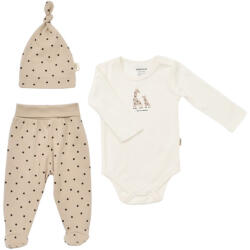 BabyCosy Set 3 piese: body, pantaloni si caciulita Girafa, BabyCosy, 100% bumbac organic (Marime: 6-9 luni)