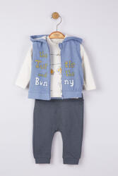 Tongs baby Set 3 piese: pantaloni, bluzita si vestuta pentru bebelusi, Tongs baby (Culoare: Albastru, Marime: 9-12 luni)