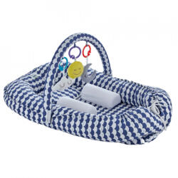BabyJem Salteluta BabyNest cu bara jucarii Between parents (Culoare: Indigo)