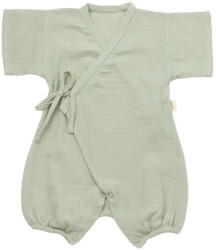 BabyCosy Salopeta petrecuta din muselina, BabyCosy, 100% bumbac organic, Verde (Marime: 3-6 Luni)