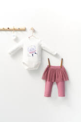 Tongs baby Set 2 piese cu body si pantalonasi cu tulle pentru fetite Monster, Tongs baby (Culoare: Roz, Marime: 18-24 Luni)