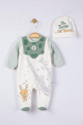 Tongs baby Set salopeta cu caciulita si baveta pentru bebelusi Broscuta, Tongs baby (Culoare: Verde, Marime: 3-6 Luni)