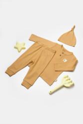 BabyCosy Set 3 piese: bluza, pantaloni si caciulita Bamboo, maro, BabyCosy, 50% bumbac+50mbus (Marime: 18-24 Luni)