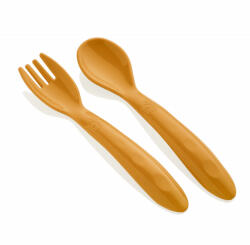 BabyJem Set lingurita si furculita BabyJem (Culoare: Portocaliu) Set pentru masa bebelusi