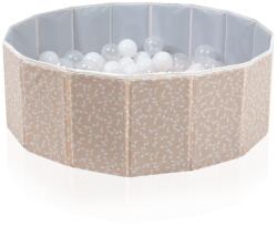 BabyJem Piscina uscata pliabila cu bile, BabyJem, 30x83 cm, 100 bile albe, somon