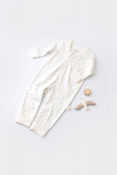 BabyCosy Salopeta cu fermoar cu maneca lunga si pantaloni lungi - 100%bumbac organic - Ecru cu buline, BabyCosy (Marime: 9-12 luni)