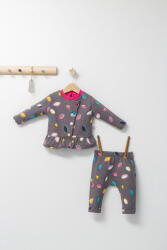 Tongs baby Set 2 piese cu bluzita cu volan si pantalonasi pentru fetite Colorful autum, Tongs baby (Culoare: Gri, Marime: 24-36 luni)