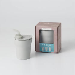 Miniware Pahar cu capac si pai antrenament bebelusi Miniware 1-2-3 Sip! , 100% din materiale naturale biodegradabile, Grey