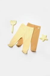 BabyCosy Set 2 pantaloni cu botosei Bamboo, galben, BabyCosy, 50%bumbac+50% bambus (Marime: 6-9 luni)