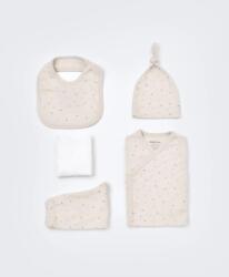 BabyCosy Set 5 piese pentru nou nascut - 100% bumbac organic - Crem cu buline, BabyCosy