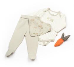BabyCosy Set 3 piese: body, pantaloni si baveta Rabbit, BabyCosy, 100% bumbac (Marime: 3-6 Luni)