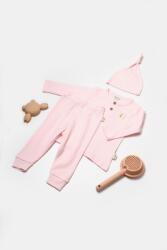 BabyCosy Set 3 piese: bluza, pantaloni si caciulita Bamboo, roz, BabyCosy, 50% bumbac+50mbus (Marime: 9-12 luni)