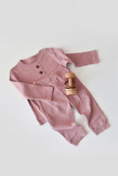 BabyCosy Set bluzita cu maneca lunga si pantaloni lungi din bumbac organic si modal - Roz BabyCosy (Marime: 9-12 luni)