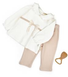 BabyCosy Set bluză cu volănaș și pantalonași, Bow, BabyCosy, 100%bumbac organic (Marime: 9-12 luni)