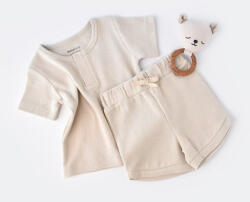 BabyCosy Set tricou cu pantaloni scurti - 100% bumbac organic - Stone, BabyCosy (Marime: 18-24 Luni)