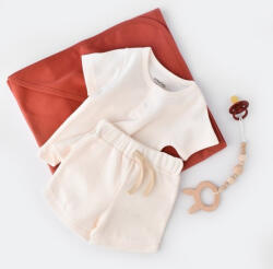 BabyCosy Set tricou cu pantaloni scurti - 100% bumbac organic - Ecru, BabyCosy (Marime: 12-18 Luni)