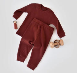 BabyCosy Set bluzita cu maneca lunga si pantaloni lungi din bumbac organic si 5% elastan - Caramiziu BabyCosy (Marime: 12-18 Luni)