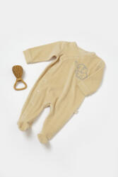 BabyCosy Salopeta Elefant cu maneca lunga si botosei din 80%bumbac organic si 20% poliester - Stone, BabyCosy (Marime: 6-9 luni)