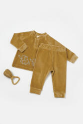 BabyCosy Set bluzita si pantaloni Elefant, 80%bumbac organic si 20% poliester - Mustar, BabyCosy (Marime: 3-6 Luni)