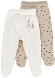 BabyCosy Set 2 pantaloni cu botosei bebe unisex Girafa, BabyCosy, 100% bumbac organic (Marime: 3-6 Luni)