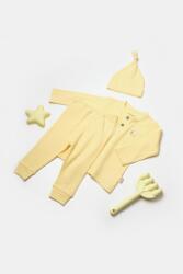 BabyCosy Set 3 piese: bluza, pantaloni si caciulita Bamboo, galben, BabyCosy, 50% bumbac+50mbus (Marime: 18-24 Luni)